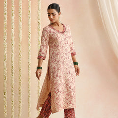 Ethnic Motifs Printed Round Neck Gotta Patti Kurta With Trousers & Dupatta