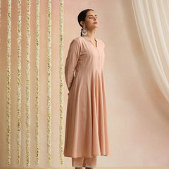 Khushal K Women Cotton Kurta and Palazzo With Dupatta Set - Peach