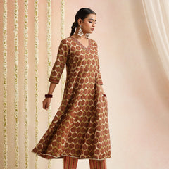 Women Ethnic Motifs Printed Cotton A-Line Kurta with Palazzos & Dupatta