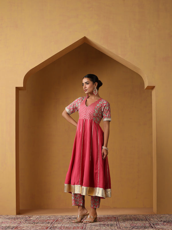 Khushal K Floral Embroidered Anarkali  Kurta set