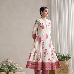 Women Floral Printed Cotton Kurta with Palazzos & Dupatta