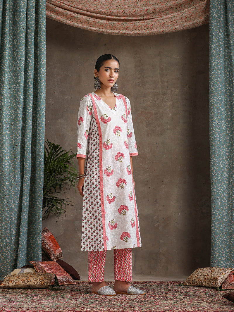 Khushal K Women Floral Printed Regular Straight Kurta set