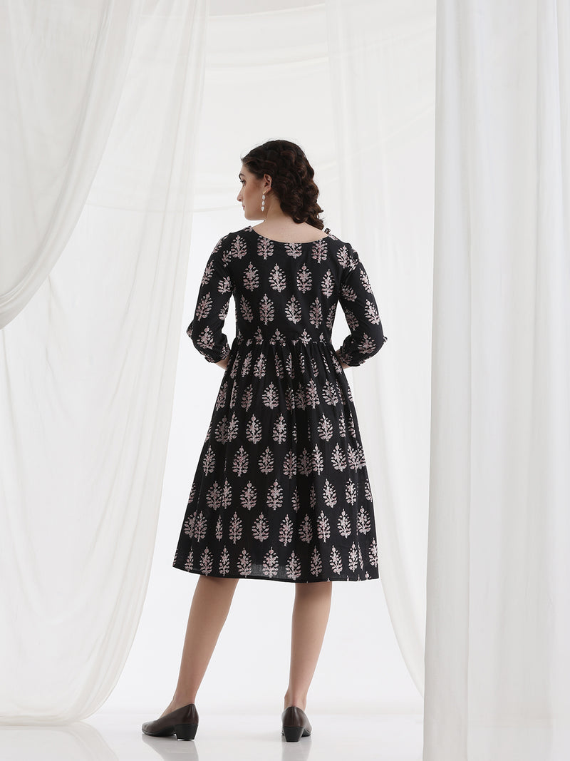 Women Floral Print Fit & Flare Mini Dress