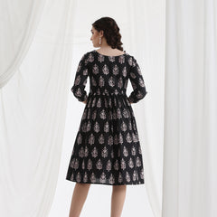 Women Floral Print Fit & Flare Mini Dress