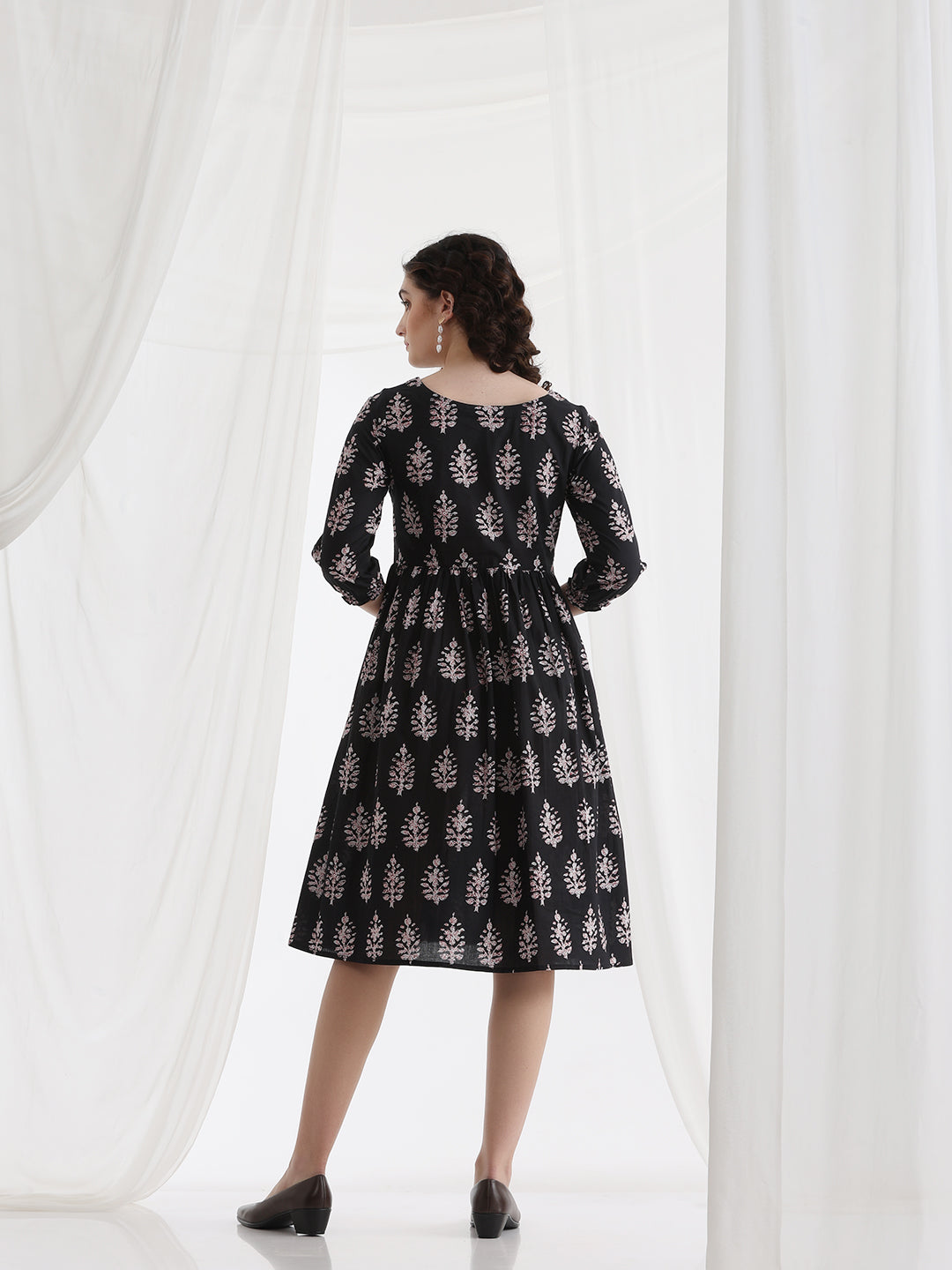 Women Floral Print Fit & Flare Mini Dress