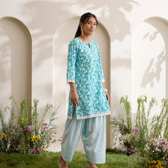 Khushal K Women Cotton Kurti And Farshi Salwar  With Dupatta Set - Green