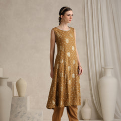 Embroidered Panelled Anarkali Kurta With Trouser & Dupatta