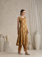 Embroidered Panelled Anarkali Kurta With Trouser & Dupatta