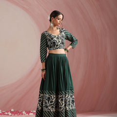 Embroidered Sequinned Ready To Wear Lehenga & Blouse With Dupatta