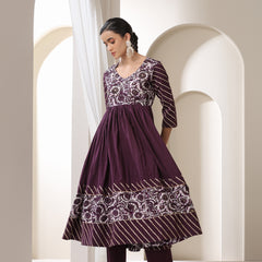 Khushal K Floral Printed Empire V Neck Gotta Patti Anarkali Kurta set