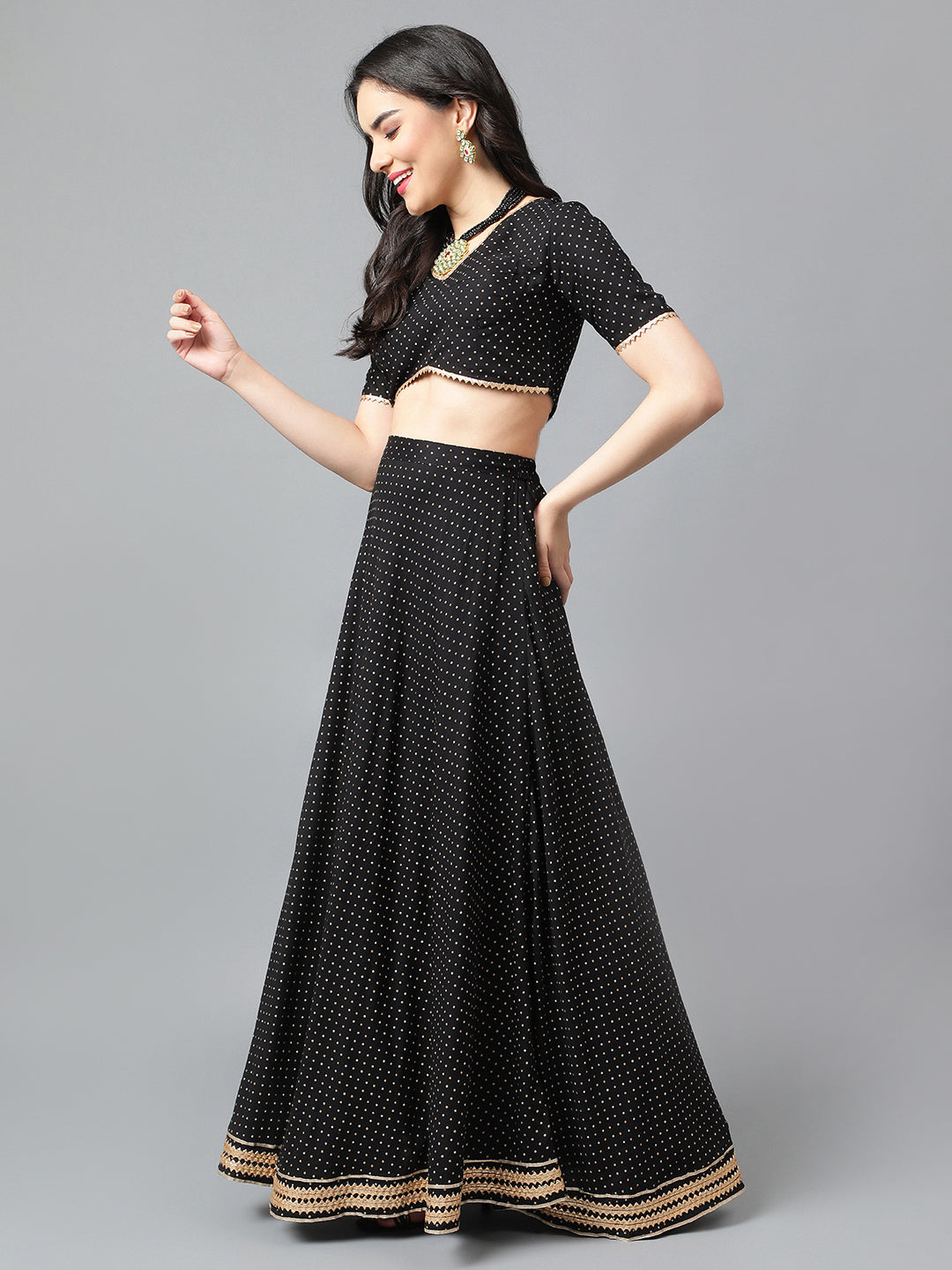 Bandhani Printed Gotta Patti Ready to Wear Lehenga & Blouse With Dupatta