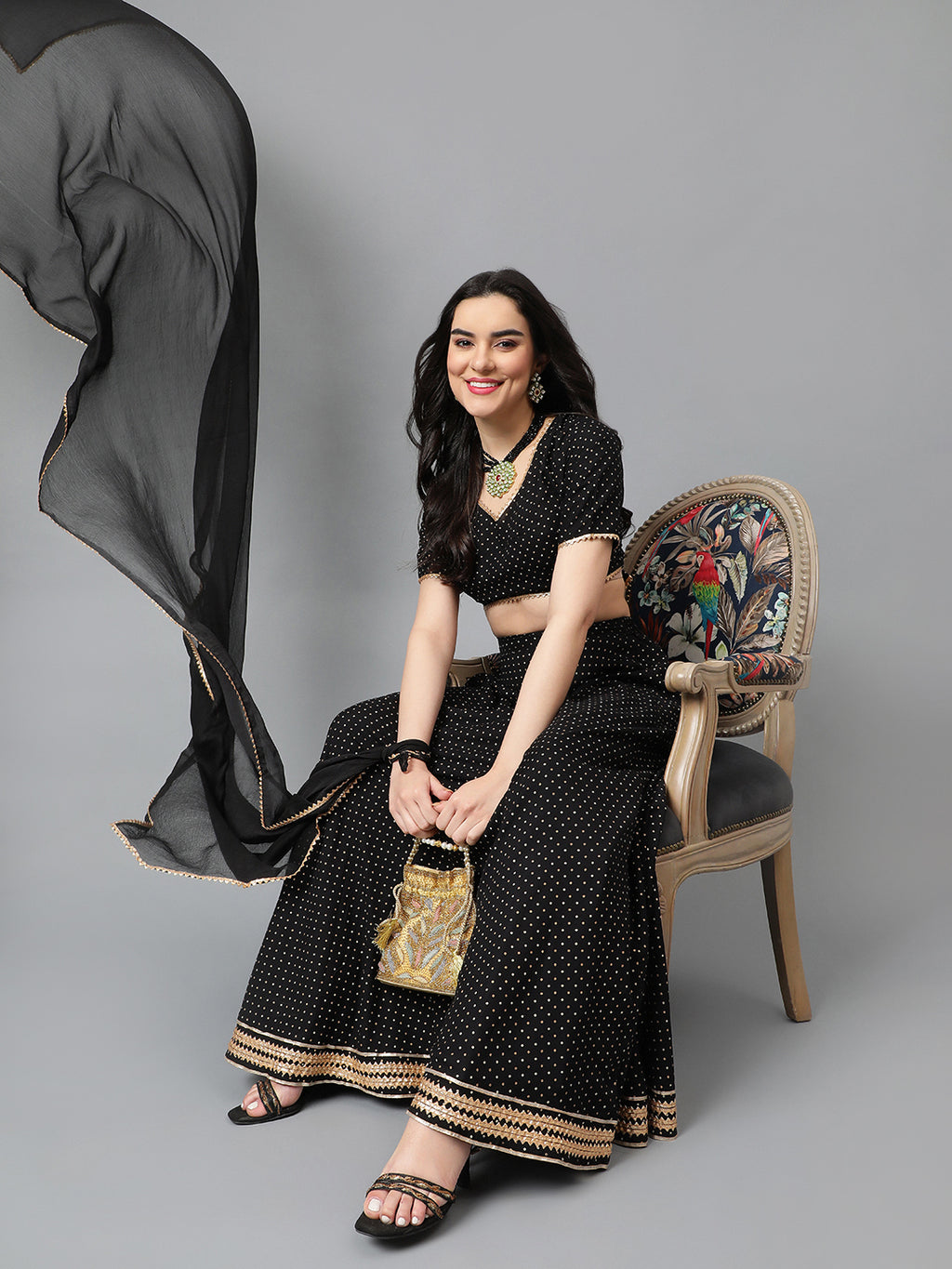 Bandhani Printed Gotta Patti Ready to Wear Lehenga & Blouse With Dupatta