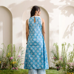 Khushal K Women Cotton Kurta With Palazzo Set - Blue