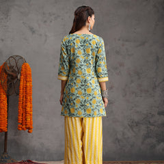 Khushal K Women Cotton Kurta Farsi Salwar Set - Green