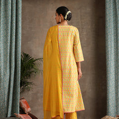 Khushal K Women Geometric Printed Cotton A-Line Kurta set