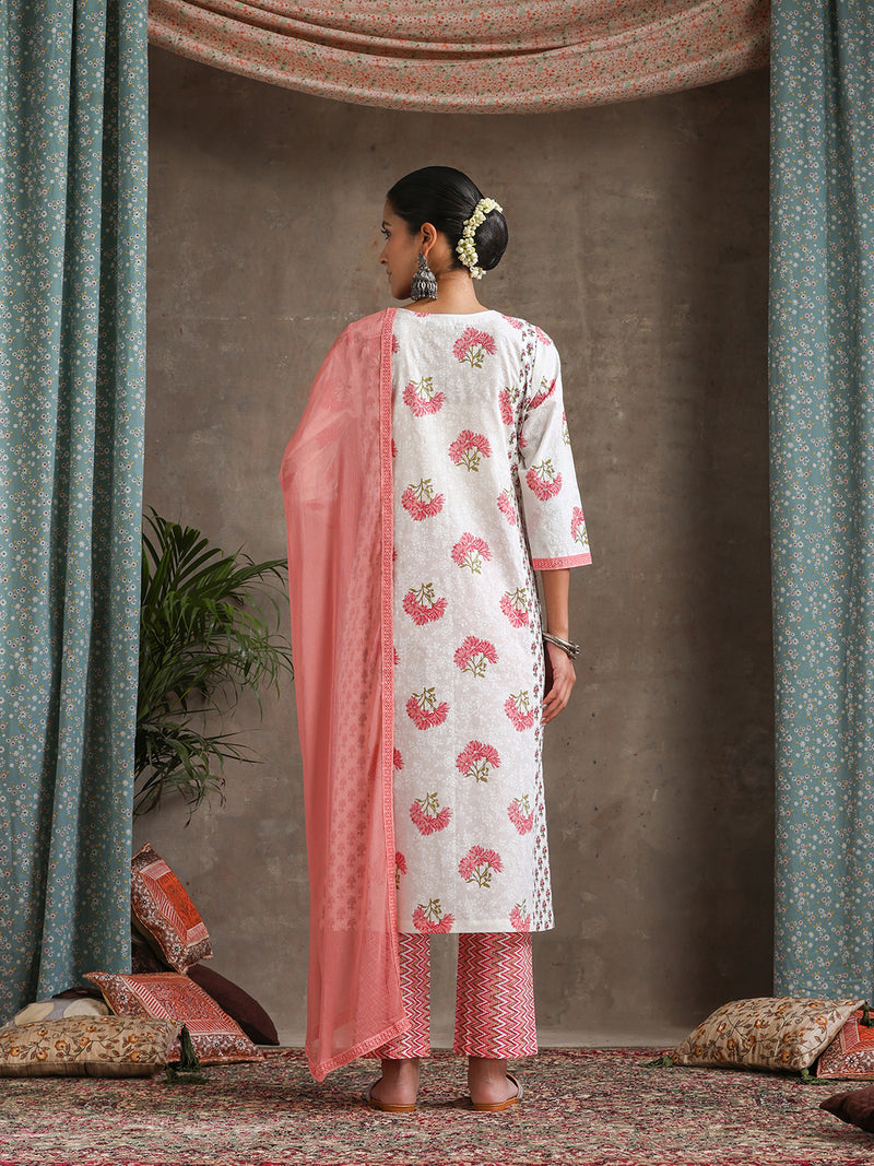 Khushal K Women Floral Printed Regular Straight Kurta set