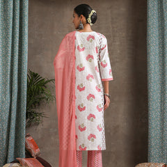 Khushal K Women Floral Printed Regular Straight Kurta set