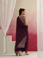 Paisley Printed Sleeveless Straight Kurta with Palazzos & Dupatta