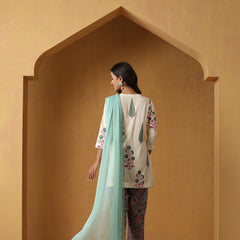 Khushal K Floral Printed V-Neck Pure Cotton Straight Kurta set