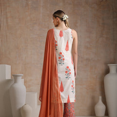 Floral Printed Pure Cotton Straight Kurta with Palazzos & With Dupatta