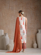 Floral Printed Pure Cotton Straight Kurta with Palazzos & With Dupatta