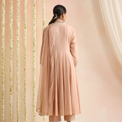 Khushal K Women Cotton Kurta and Palazzo With Dupatta Set - Peach