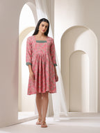 Tribal Printed Square Neck Fit & Flare Dress