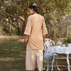 Khushal K Women Printed Regular Pure Cotton brown Kurta & Farsi Salwar