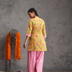 Khushal K Women Cotton Kurta Farsi Salwar Set - Yellow