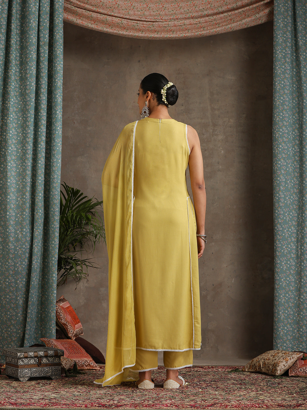 Anarkali Kurta With Palazzos And Dupatta