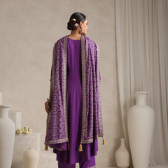 Khushal K Women Purple Anarkali Zari Kurta set