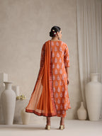 Floral Printed V Neck Pure Cotton A-Line Kurta With Palazzos & Dupatta