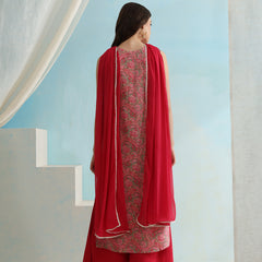 Paisley Printed V-Neck Sleeveless Kurta with Palazzos & With Dupatta
