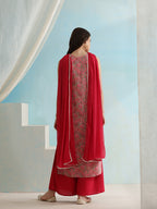 Paisley Printed V-Neck Sleeveless Kurta with Palazzos & With Dupatta