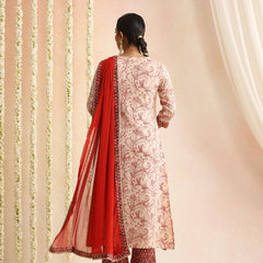 Ethnic Motifs Printed Round Neck Gotta Patti Kurta With Trousers & Dupatta