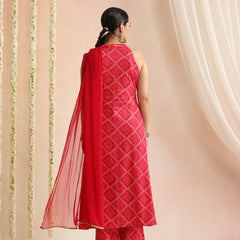 Women Bandhani Printed Kurta with Palazzos & Dupatta