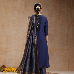 Ethnic Motifs Embroidered V-Neck Thread Work Kurta With Trousers & Dupatta