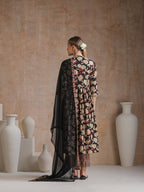 Floral Printed Mandarin Collar Pure Cotton Anarkali Kurta & Palazzos And Dupatta