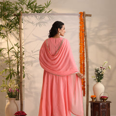 Khushal K Women Cotton Kurta and Palazzo With Dupatta Set - Pink