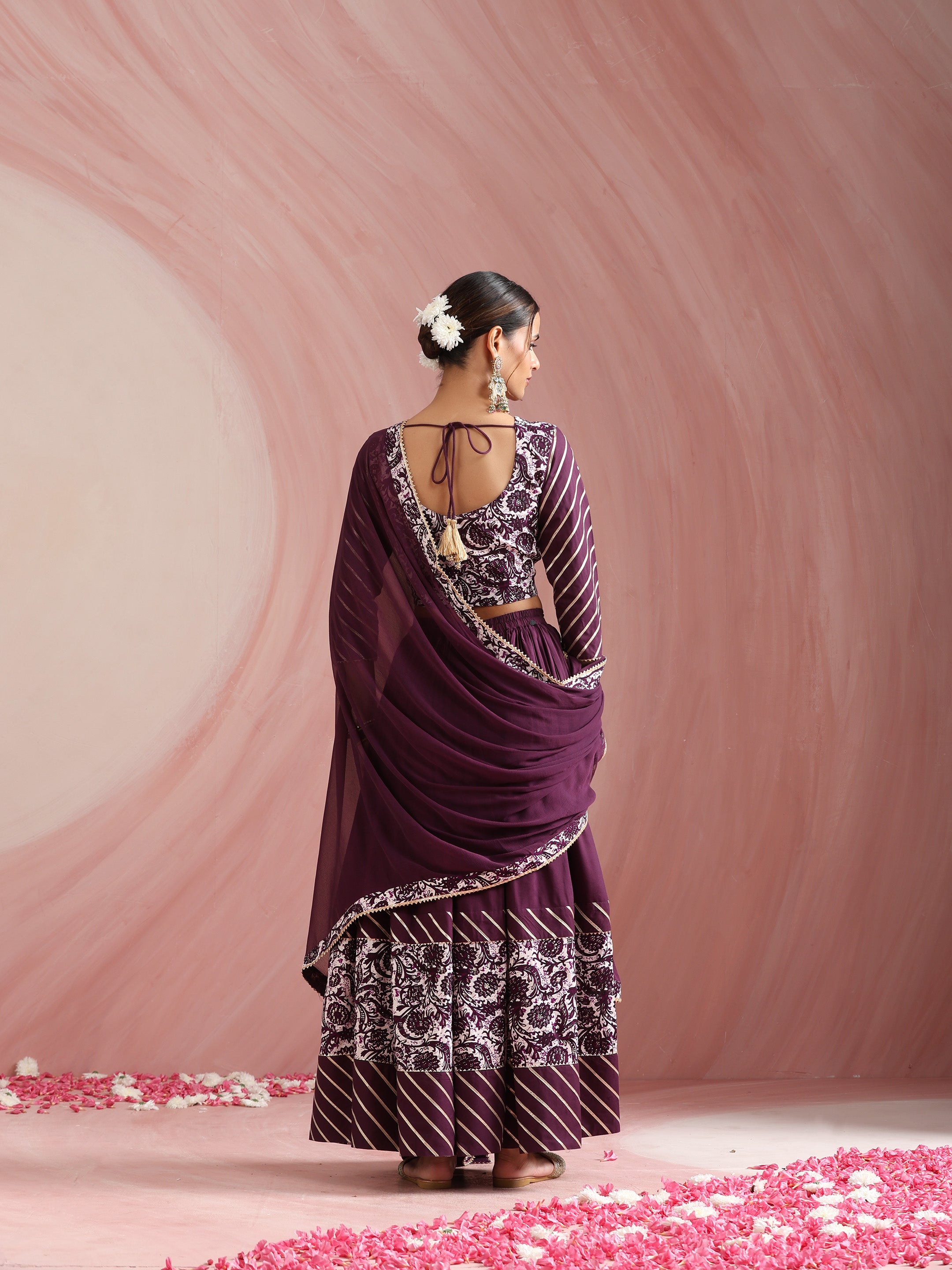 Floral Printed Gotta Patti Ready to Wear Lehenga & Choli With Dupatta