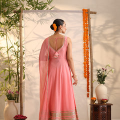 Khushal K Women Cotton Kurta and Palazzo With Dupatta Set - Pink