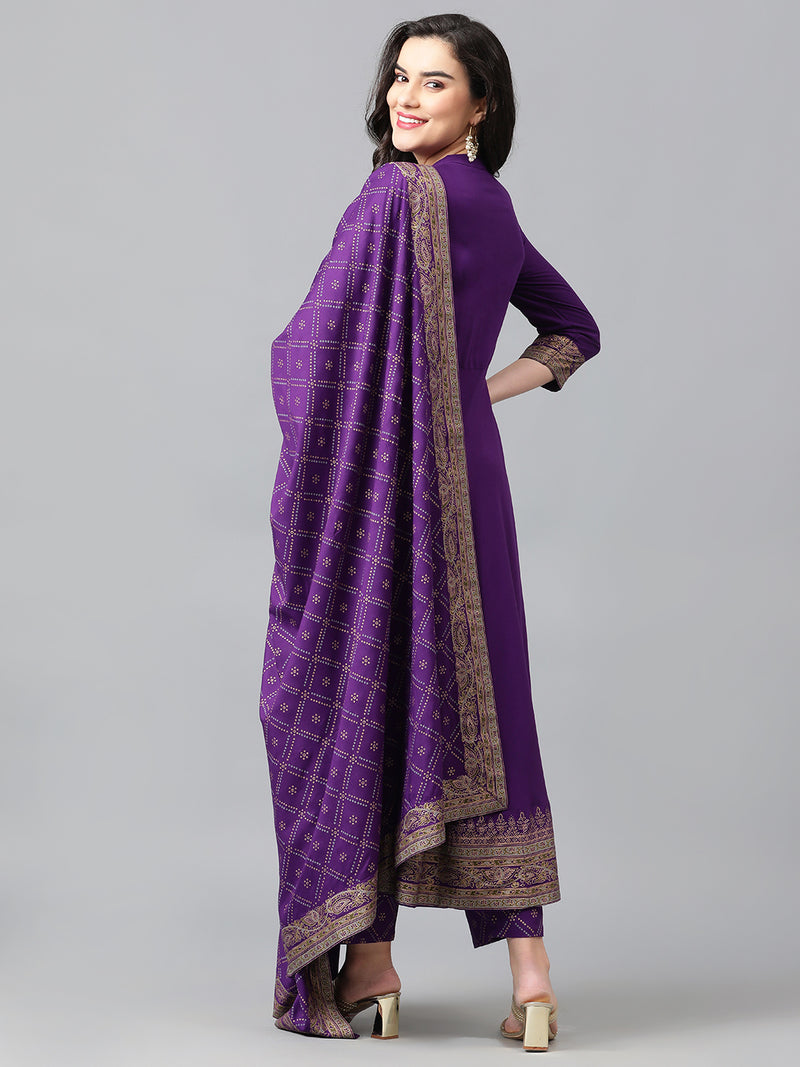 Women Ethnic Motifs Printed Empire Kurta with Palazzos & With Dupatta
