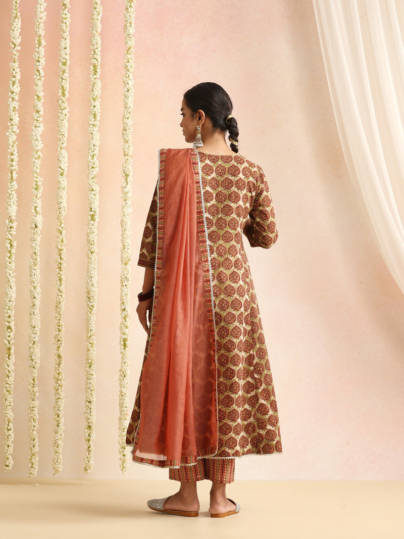 Women Ethnic Motifs Printed Cotton A-Line Kurta with Palazzos & Dupatta
