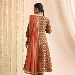 Women Ethnic Motifs Printed Cotton A-Line Kurta with Palazzos & Dupatta