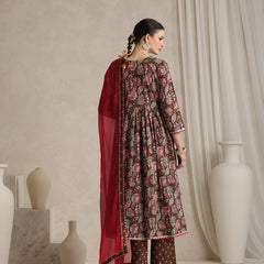 Khushal K Women Floral Printed Pure Cotton Anarkali Kurta set