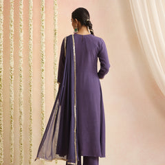 Ethnic Motifs Embroidered Empire Thread Work Kurta With Trousers & Dupatta
