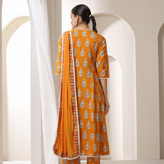 Women Floral Printed Regular Pure Cotton Kurta with Palazzos & With Dupatta