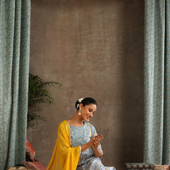 Floral Printed Panelled Pure Cotton Anarkali Kurta With Palazzo & Dupatta