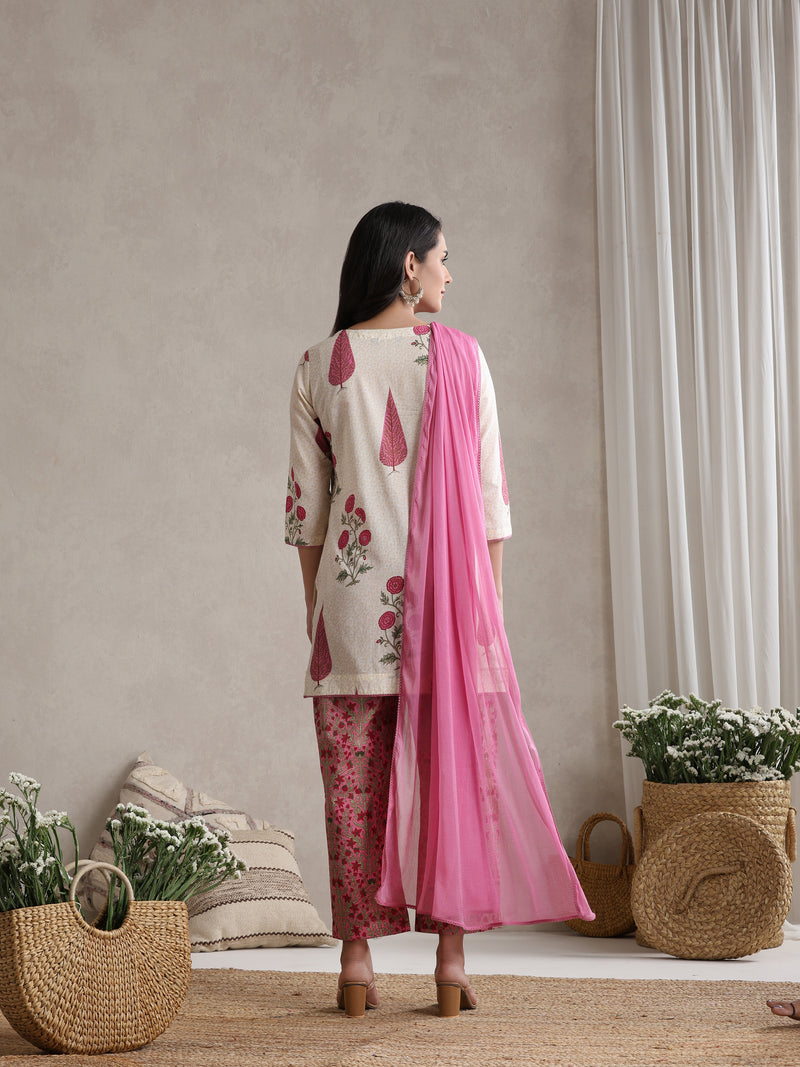 Khushal K Women Ethnic Motifs Printed Regular Pure Cotton Kurta set