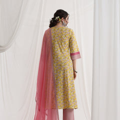 Women Floral Printed Regular Pure Cotton Kurta with Palazzos & With Dupatta